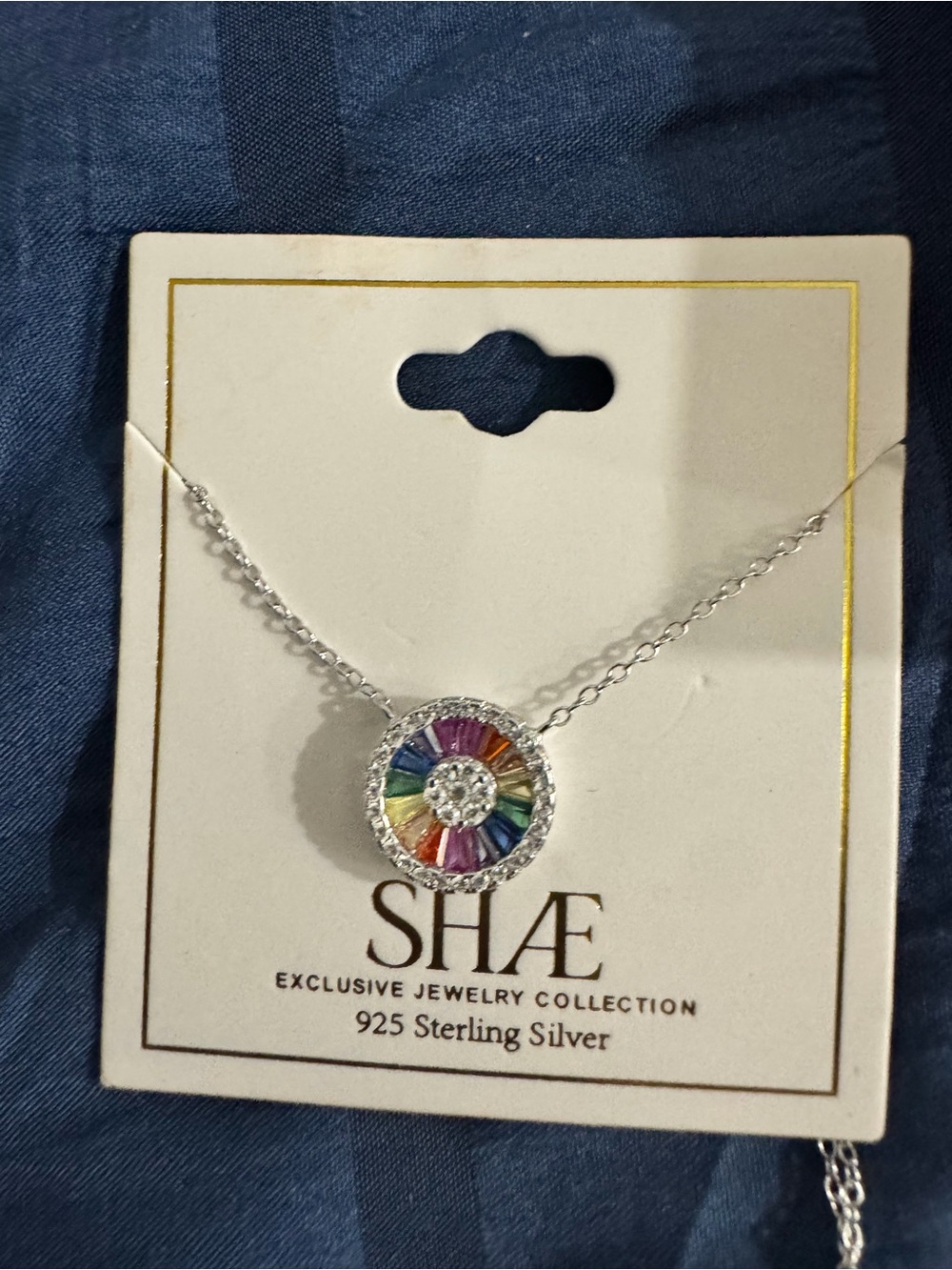Rainbow Crystal Sterling Silver Pendant Necklace - Multicolor